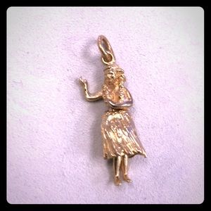14k Yellow Gold Hula Girl Pendant/Charm